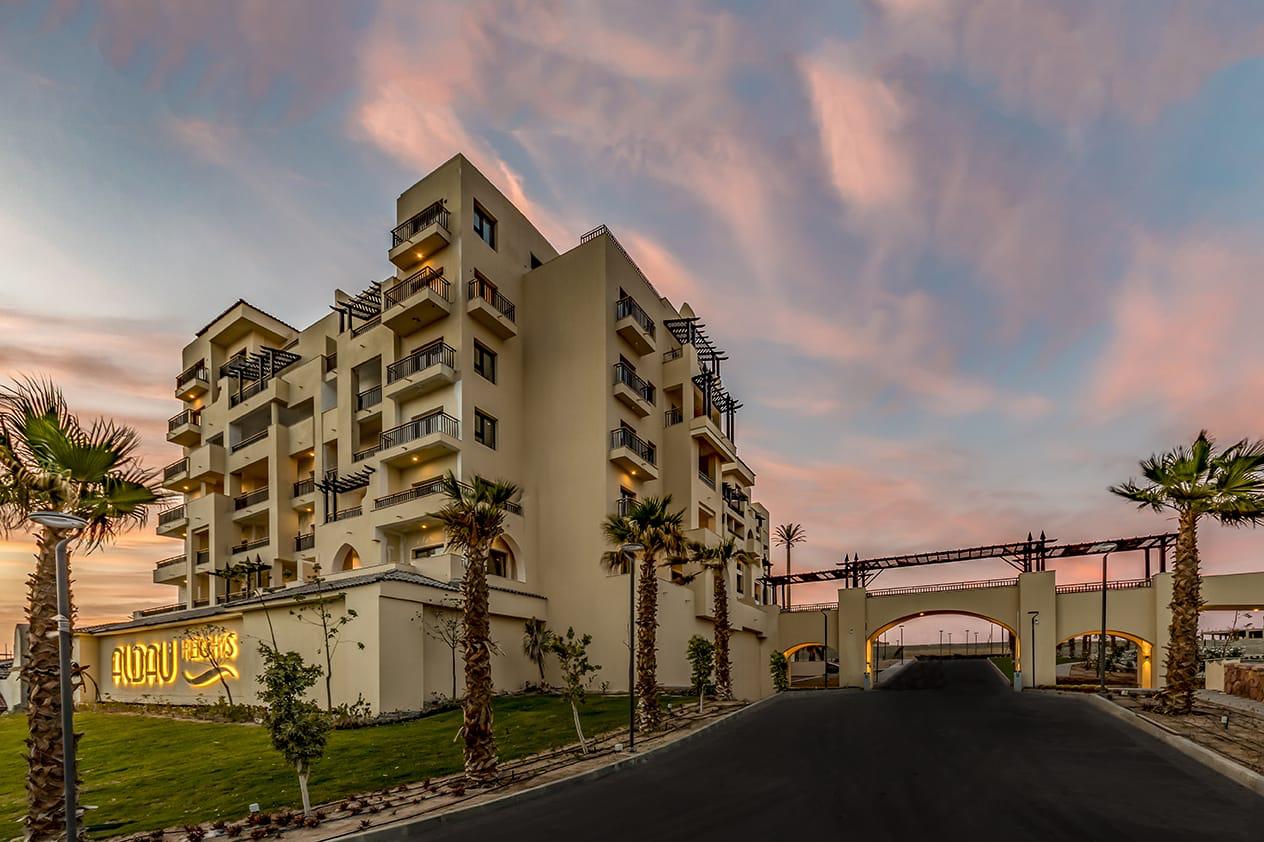 ALDAU Heights buildings and gardens in evening light
