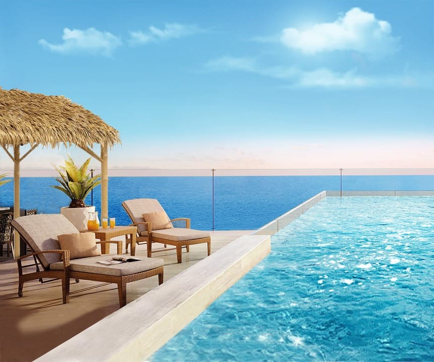 Premier Beach resort terrace overlooking the Red Sea