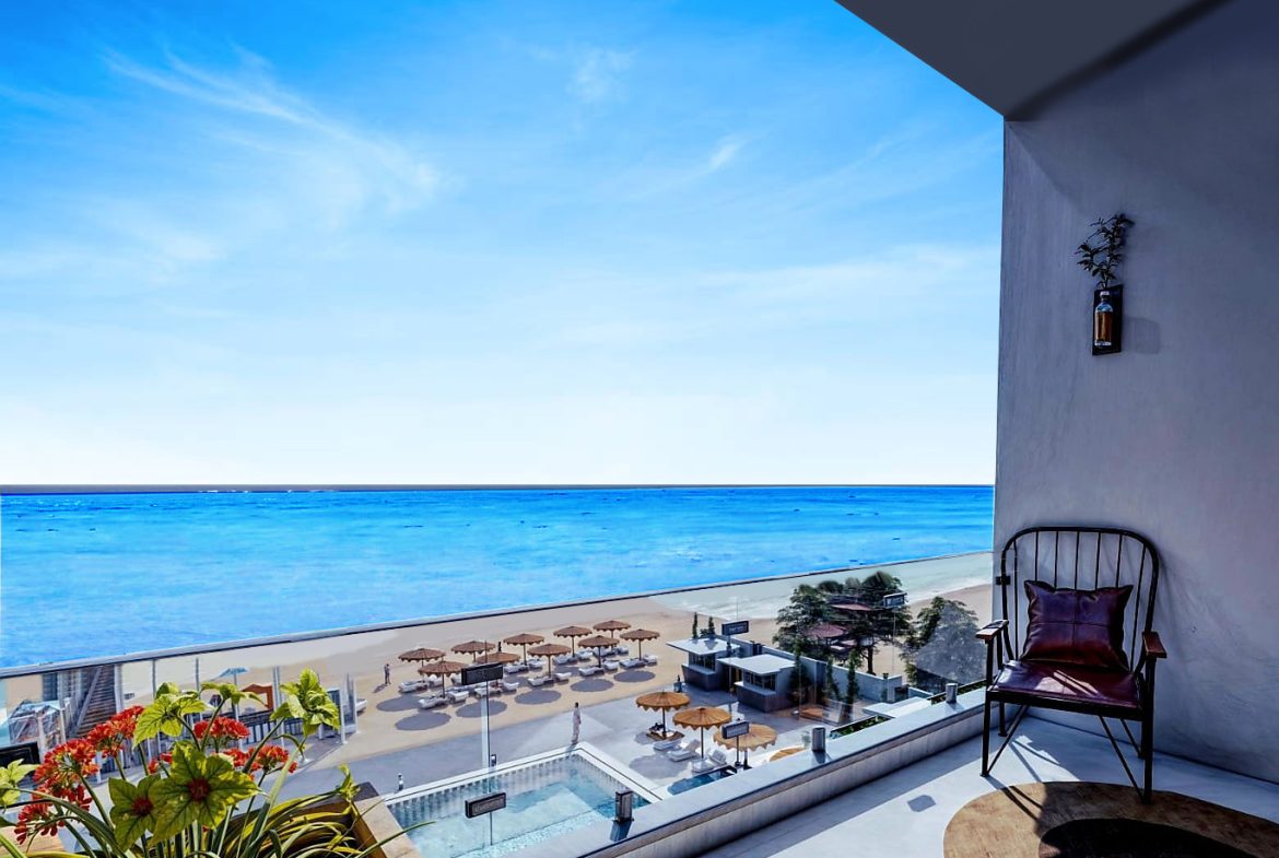 Sea view from a Premier Beach apartment balcony