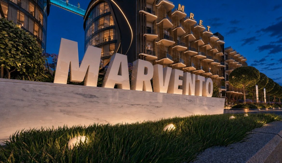 Marvento Resort Hurghada – marvento entrance sign at night, developer render