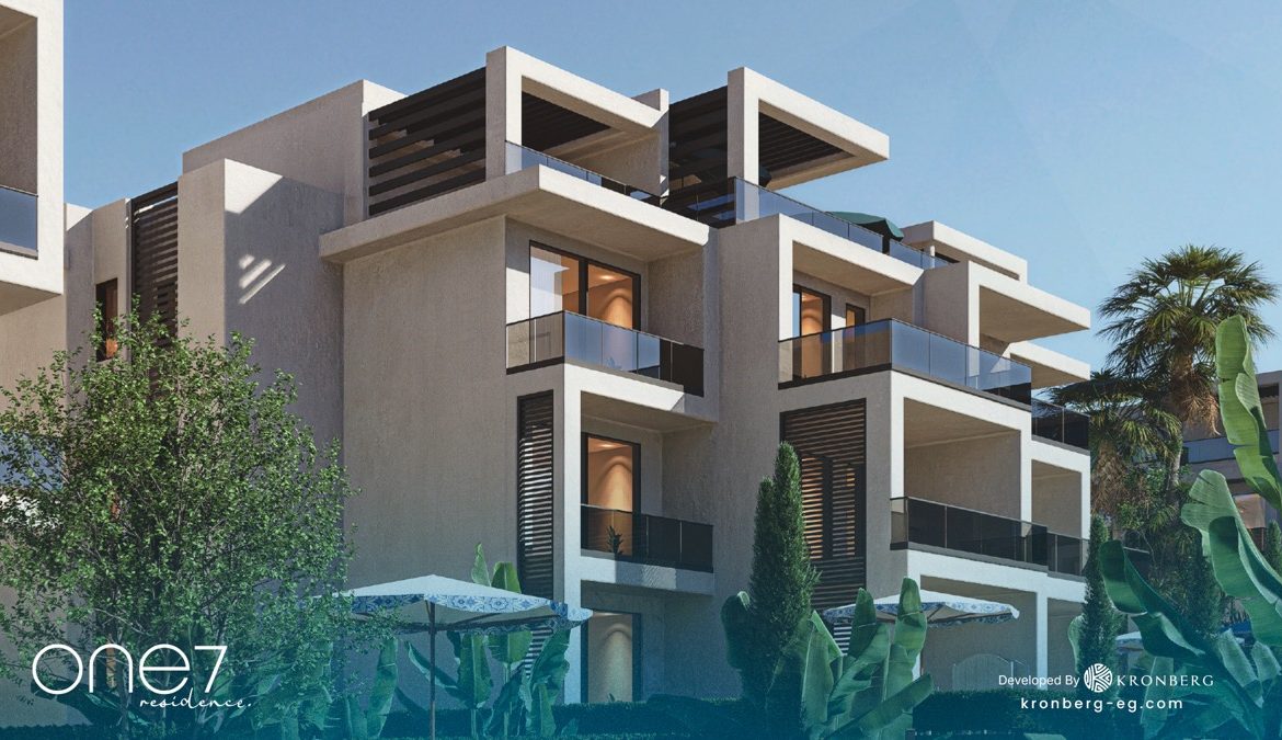 One7 Hurghada – apartment building with balconies and rooftop terraces, developer rendering
