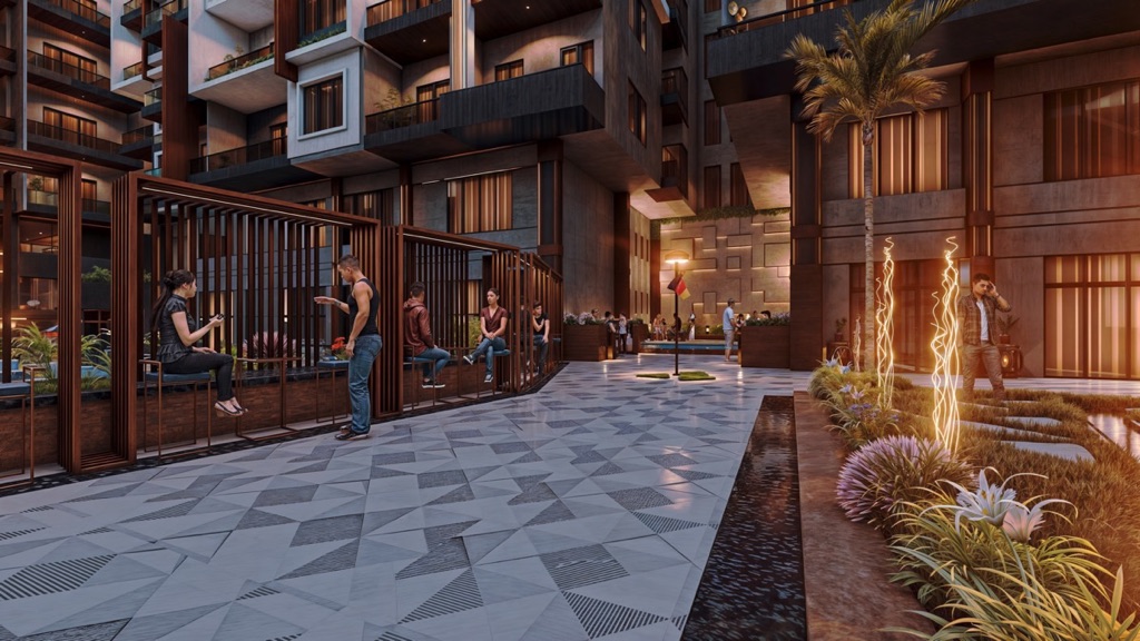 Iconic Resort Hurghada – illuminated entrance courtyard, developer render