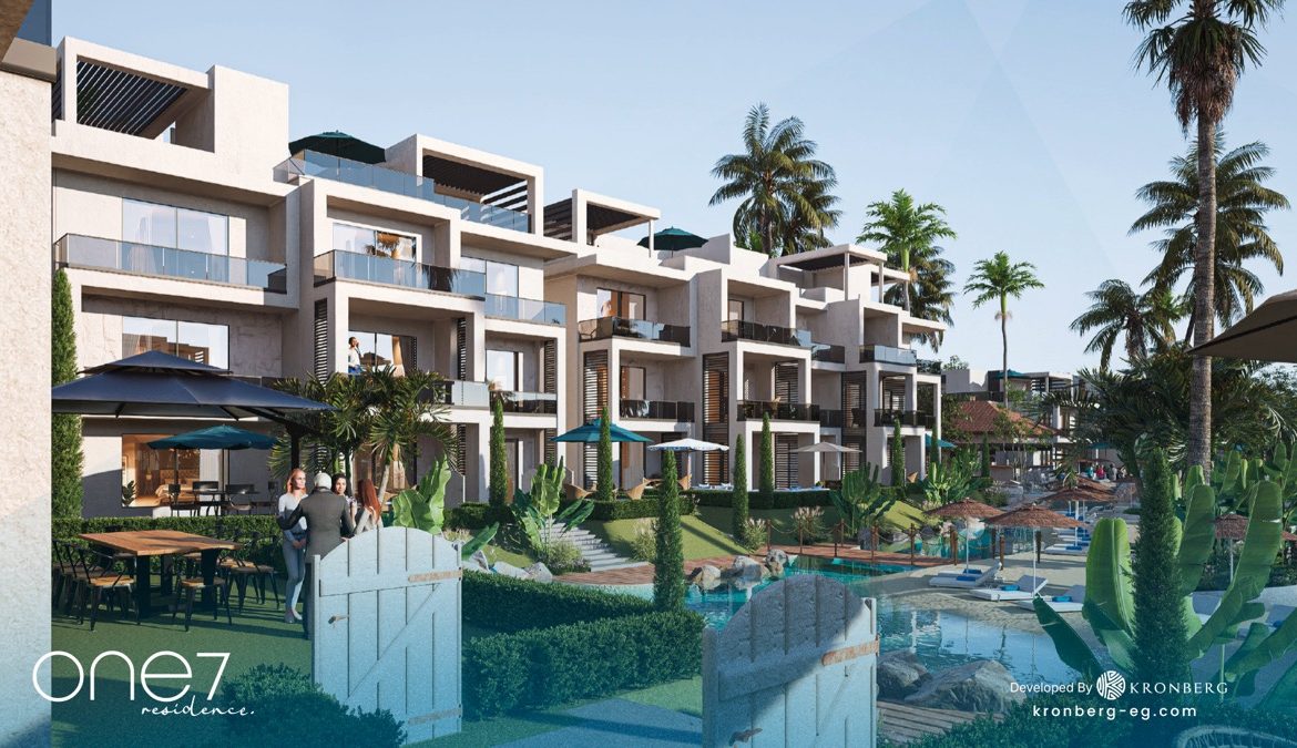 One7 Hurghada penthouse – balconies and roof terraces overlooking the lagoon, developer rendering