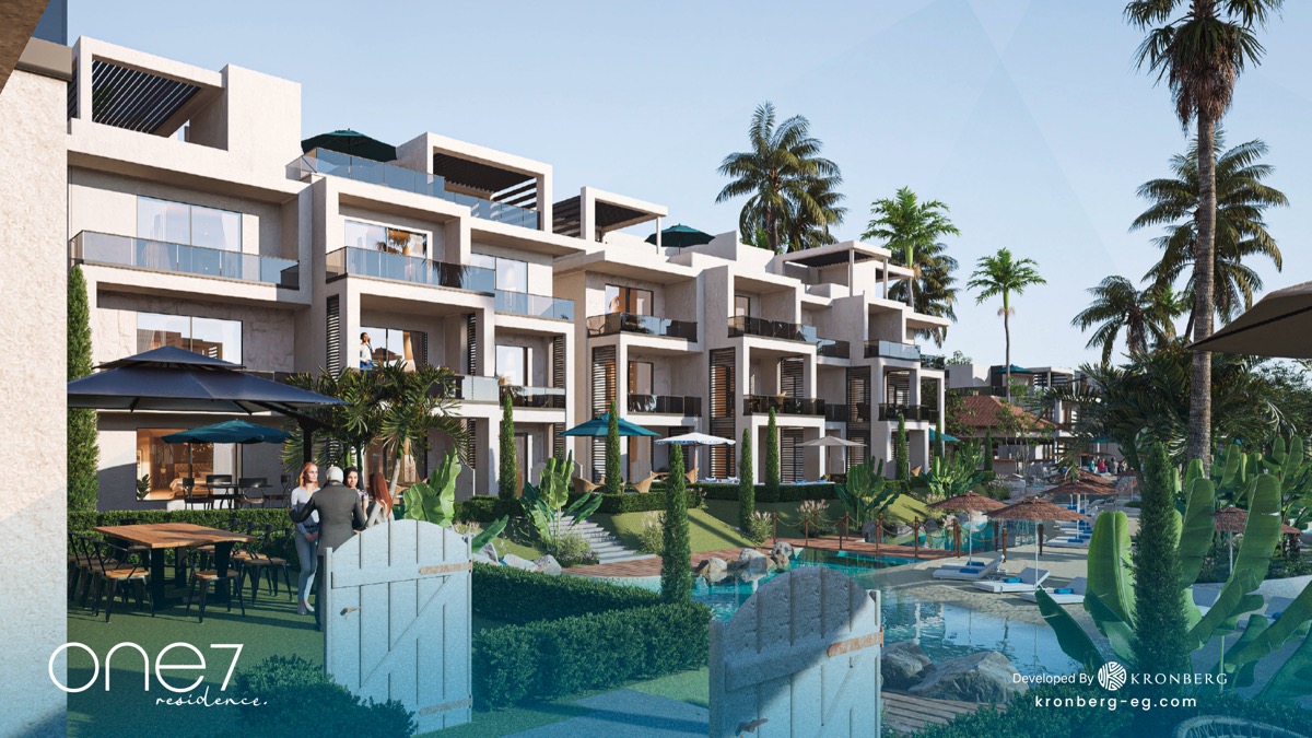One7 Hurghada penthouse – balconies and roof terraces overlooking the lagoon, developer rendering