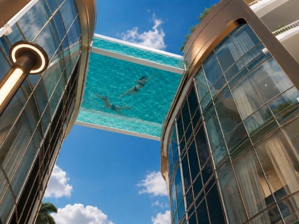Marvento Resort Hurghada – glass sky-pool bridge between buildings, developer render