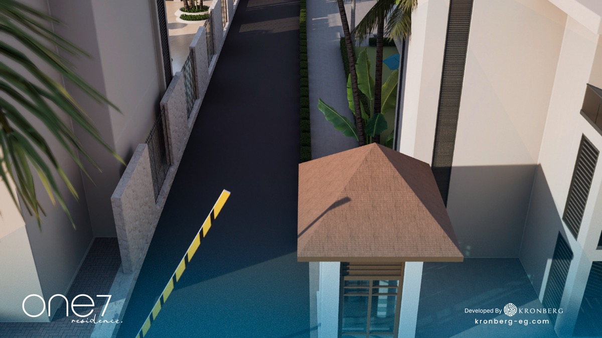 One7 Hurghada apartments – guardhouse at the residential access lane, developer rendering