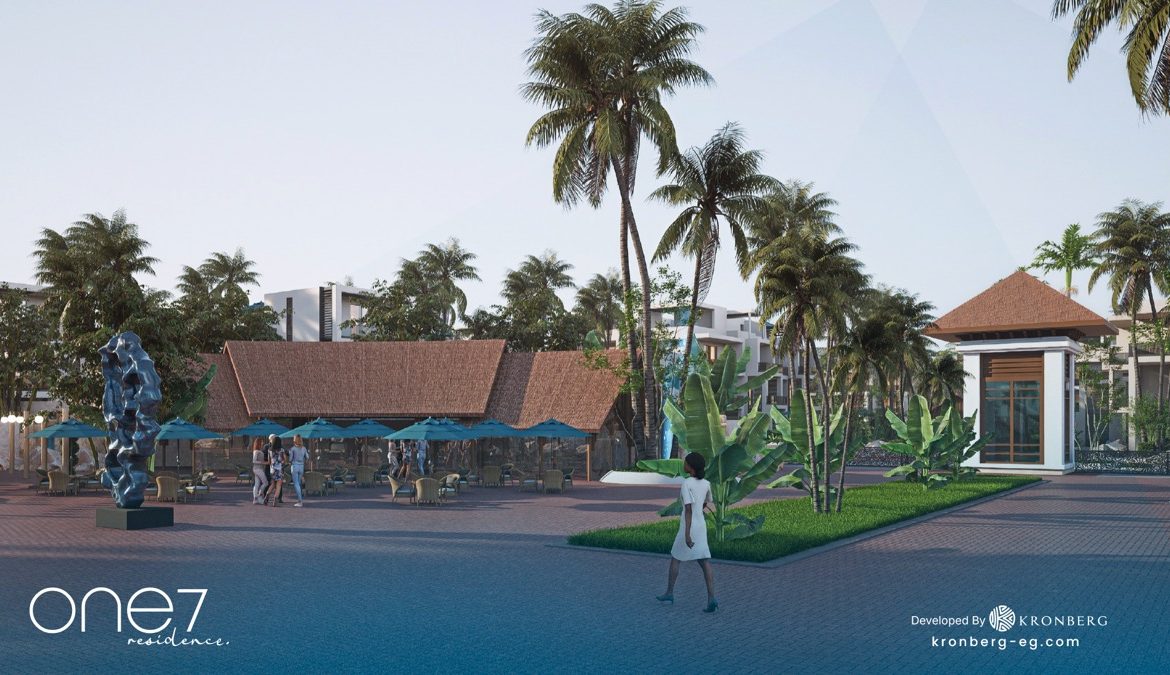 One7 Hurghada penthouse – entrance pavilion and landscaped approach, developer rendering