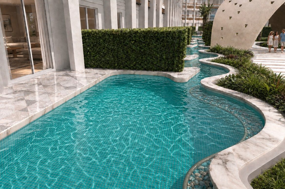 Marvento Resort Hurghada – curving courtyard pool and planted terraces, developer render