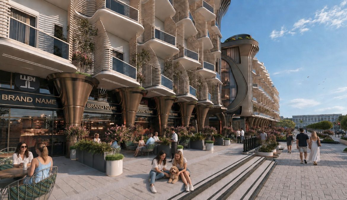 Marvento Resort Hurghada – restaurants and pedestrian frontage, developer render