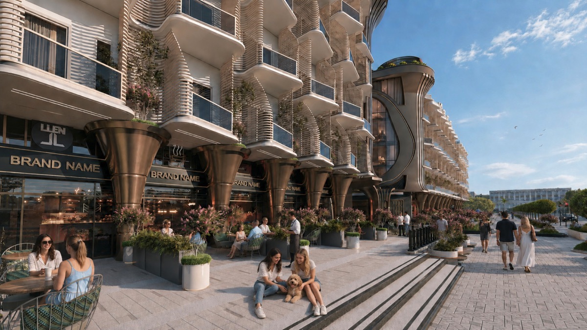 Marvento Resort Hurghada – restaurants and pedestrian frontage, developer render