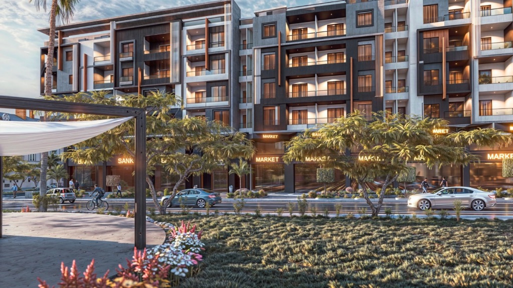 Iconic Resort Hurghada – landscaped road frontage, developer render