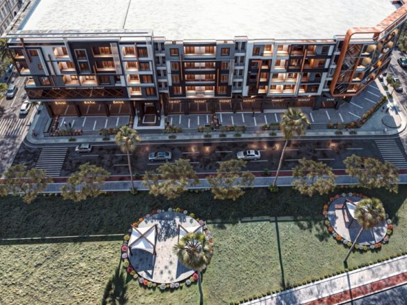 Iconic El Hadaba apartment – aerial view of the full development, developer render