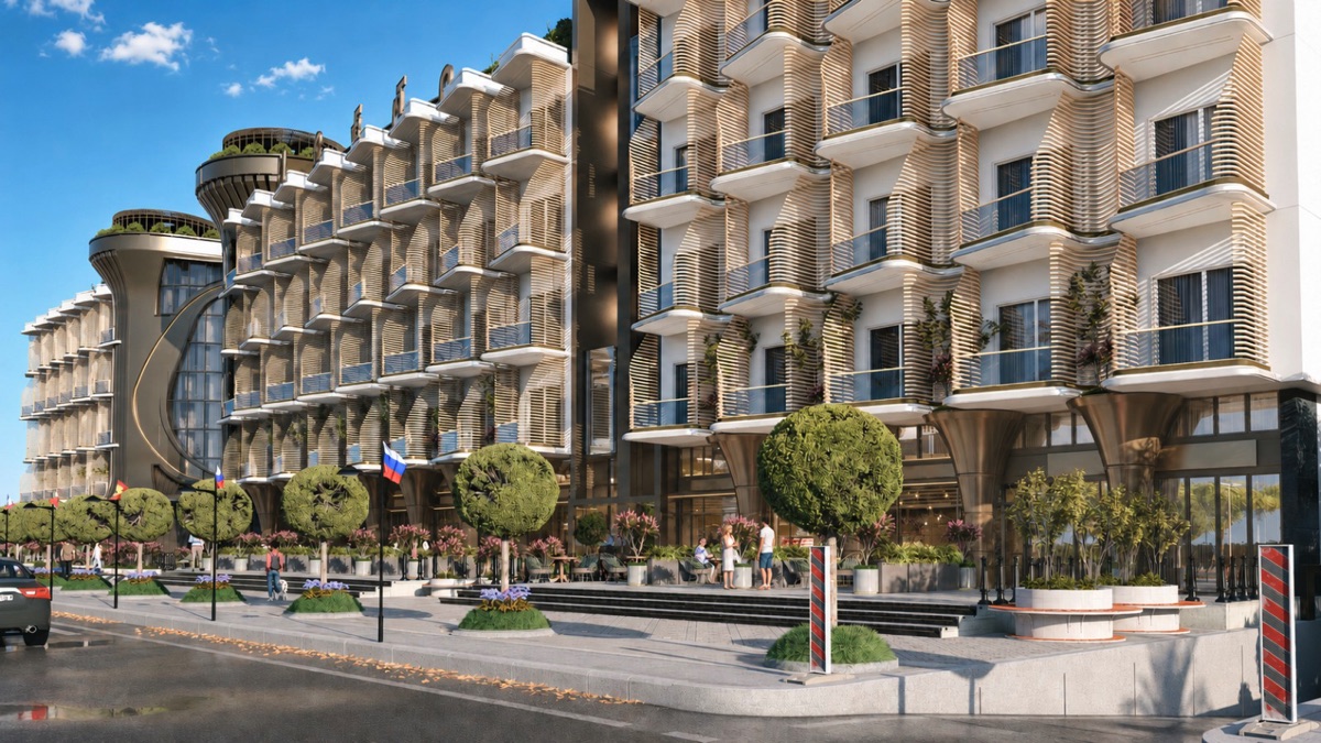 Marvento Resort Hurghada – Apartment balconies above the commercial frontage Marvento Resort Hurghada – apartment balconies above the commercial frontage, developer render