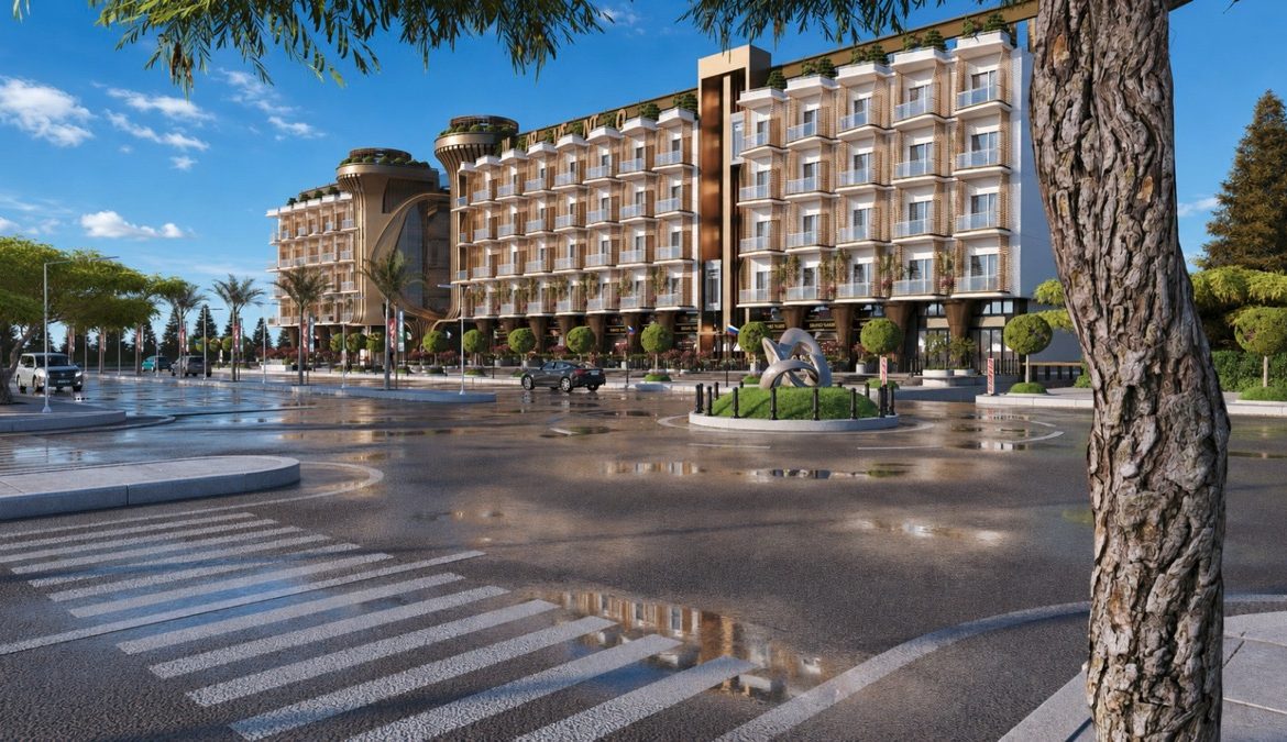 Marvento Resort Hurghada – wide daytime view of resort road frontage, developer render