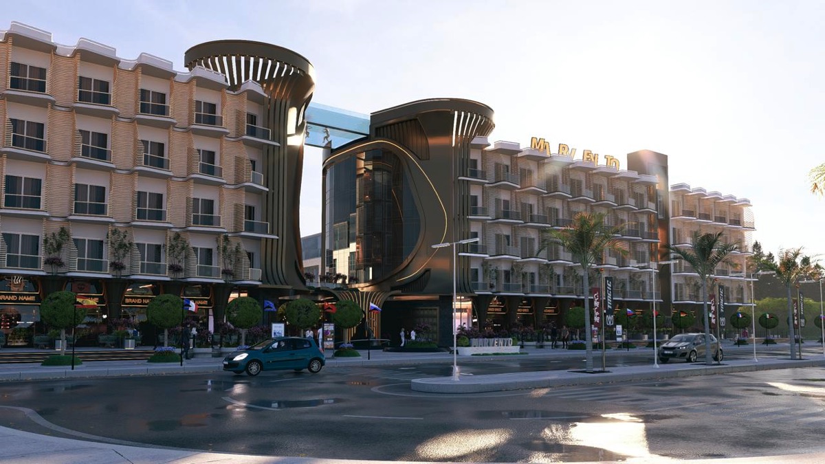 Marvento Resort Hurghada – Daytime street frontage and entrance Marvento Resort Hurghada – daytime street frontage and entrance, developer render