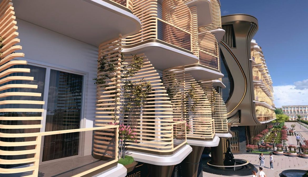 Marvento Resort Hurghada – planted balcony detail in daylight, developer render