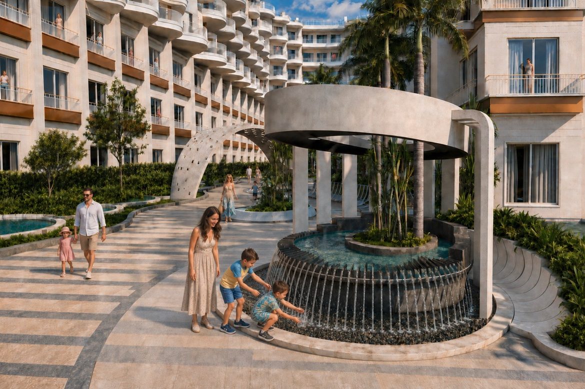 Marvento Resort Hurghada – circular courtyard seating and landscaping, developer render