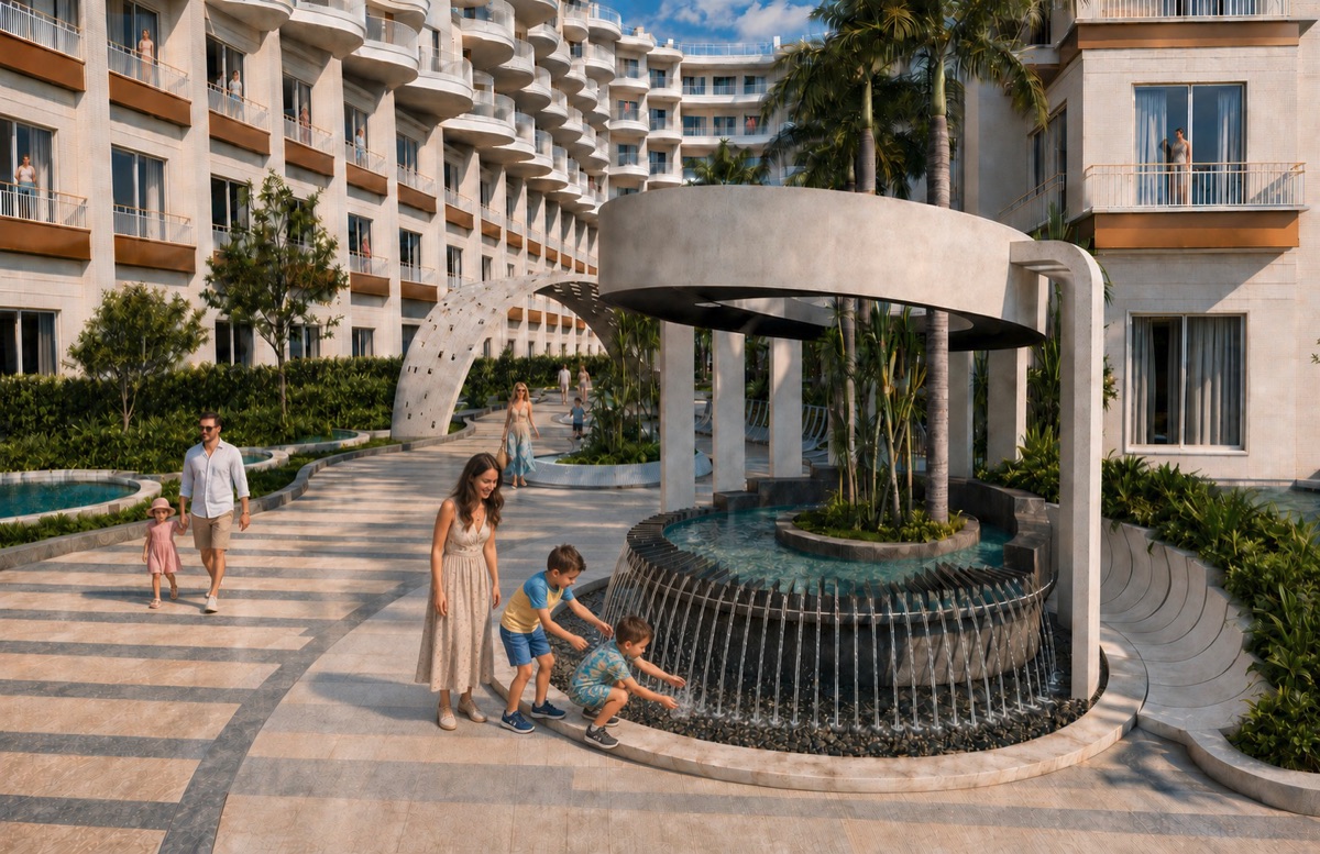 Marvento Resort Hurghada – circular courtyard seating and landscaping, developer render