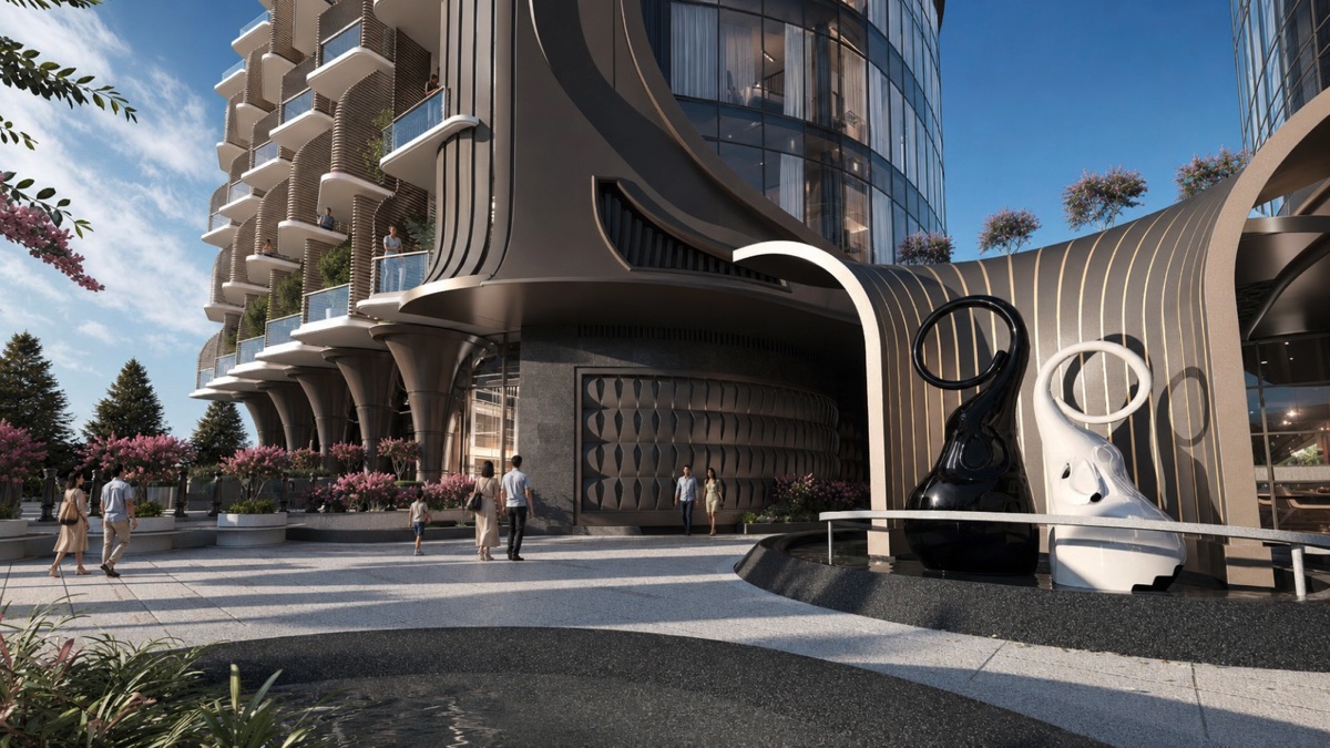 Marvento Resort Hurghada – Main entrance and glazed central building Marvento Resort Hurghada – main entrance and glazed central building, developer render